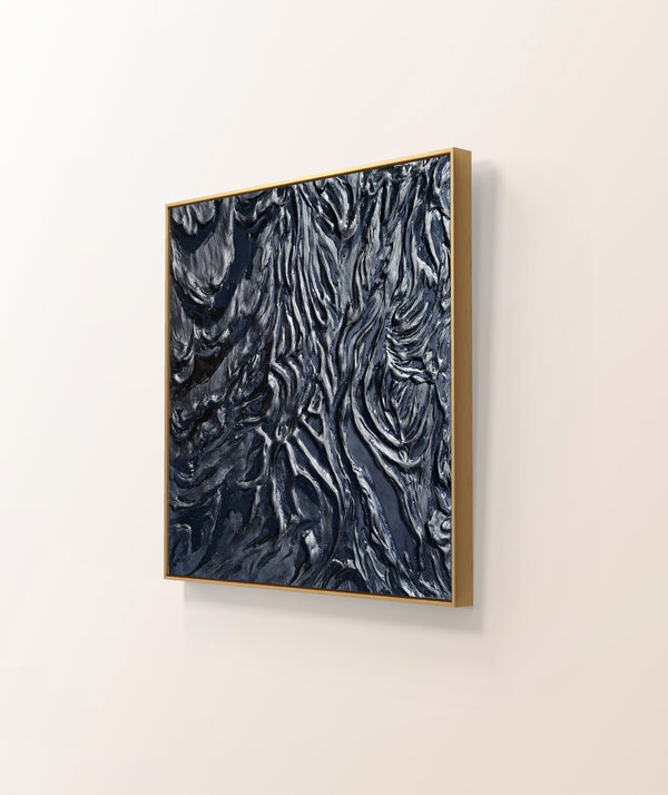 "Carbon and Ink" Original Plaster and Resin Wave Sculpture