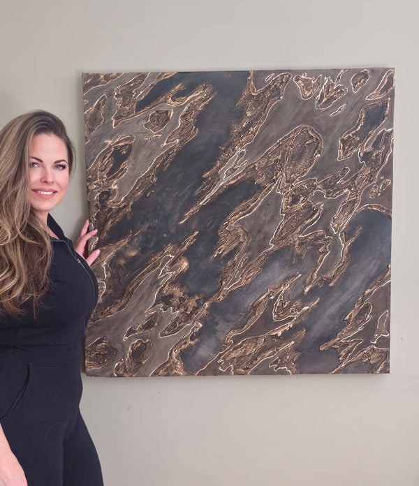 "Leather and Leaf" Original Textured Art