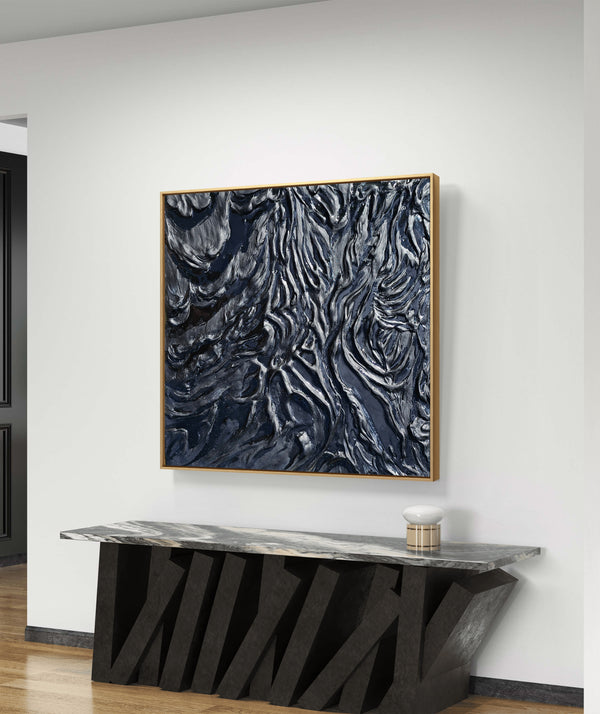 "Carbon and Ink" Original Plaster and Resin Wave Sculpture