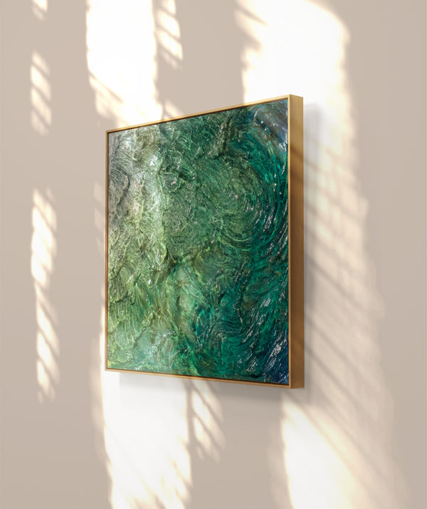 "Emerald Surf" Original Resin Water Sculpture