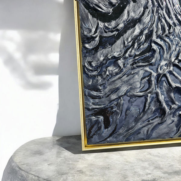 "Carbon and Ink" Original Plaster and Resin Wave Sculpture