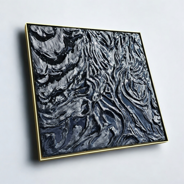 "Carbon and Ink" Original Plaster and Resin Wave Sculpture