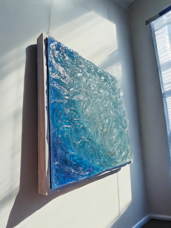 "Blue Ocean" Original Resin Wave Sculpture